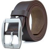 Gayış Özel Kutulu| Premium %1oo Deri | Erkek Kot-Kumaş Pantolon Kemeri | Yumuşak Italyan Deri Kemer - Kahverengi - 125 cm