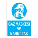 Gaz Maskesi Ve Baret Tak Uyarı Tabelası - 50x70 Alüminyum Kompozit Panel - Dİ17