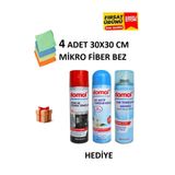 Gazanya Home 4Lü Mikro Fiber Temizlik Bezi +Domol Fırın & Izgara+Tuvalet +Cam Temizleme Köpüğü Hediye Özle Set