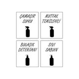 Gazanya Home Mutfak Temizleyici-çamaşır Suyu-sıvı Sabun-bulaşık Deterjanı Beyaz Etiket 6cmx5cm