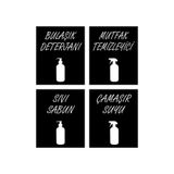 Gazanya Home Mutfak Temizleyici-çamaşır Suyu-sıvı Sabun-bulaşık Deterjanı Siyah Etiket 6cmx5cm