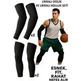 Gazelmanya Basketbol Dizliği + Basketbol Kolluğu Korumasız Spor Dizlik Basketbol Kolluk Koşu Dizliği Fitness - Siyah - L - XL