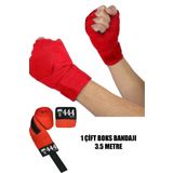 GAZELMANYA Boks Kickbox Muay Thai Sanda El Bandajı 3,5 Metre X 2 Adet Çift Boks Bandajı Sargı Bandaj