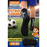 Gazelmanya Çocuk Futbol Çorabı 1 Çift Çocuk Kaydırmaz Tabanlı Premium Ter Emici Futbol Konç Halısaha Çorap - 35 - 39 - Siyah