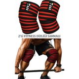 Gazelmanya Diz Bandajı 2’li Fitness Dizliği Ağırlık Dizliği Fitness Knee Wraps Fitness Dizlik Sarmalı Dizlik - Kırmızı - Siyah - Standart