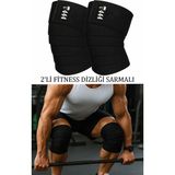 Gazelmanya Diz Bandajı 2’li Fitness Dizliği Ağırlık Dizliği Fitness Knee Wraps Fitness Dizlik Sarmalı Dizlik - Siyah - Standart