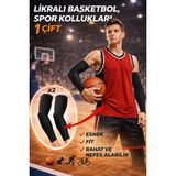 Gazelmanya Likralı Basketbol Kolluğu 1 Çift Voleybol Kolloğu Fitness Kolluğu Koşu Kolluğu Bisiklet Kolluğu - Siyah - L - XL