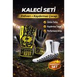 Gazelmanya Panther Kaleci Eldiveni + Kaydırmaz Futbol Çorabı Seti Yetişkin ve Çocuk Kaleci Eldiveni Futbol Kaleci Eldiveni - Sarı - Siyah - 8