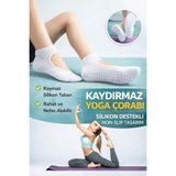 Gazelmanya Pilates ve Yoga Çorabı Kaydırmaz Tabanlı Pilates Çorabı Yoga Çorabı Plates Çorabı Dans Çorabı - 1 Adet - Beyaz