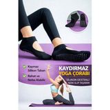 Gazelmanya Pilates ve Yoga Çorabı Kaydırmaz Tabanlı Pilates Çorabı Yoga Çorabı Plates Çorabı Dans Çorabı - 1 Adet - Siyah