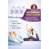 Gazelmanya Pilates ve Yoga Çorabı Kaydırmaz Tabanlı Pilates Çorabı Yoga Çorabı Plates Çorabı Dans Çorabı - 3 Adet - Beyaz