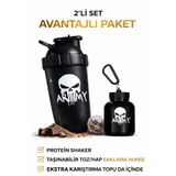GAZELMANYA Protein Shaker + Toz Saklama Hunisi Sporcu Shaker + Toz Saklama Kabı Fitness Shaker Pillbox Shaker Seti Sporcu Toz Saklama Suluk Sporcu Suluğu Sporcu Matarası