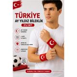 GAZELMANYA Türkiye Bileklik 2 Adet Ay Yıldız Bileklik Milli Takım Bileklik Spor Bileklik El Bilekliği Futbol Basketbol Tenis Ter Bilekliği Çiftli Sporcu Bilekliği
