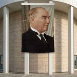 Gazi Mustafa Kemal Atatürk Yan Portre Poster Bayrak Premium Raşel Kumaş ATA58 2X3M