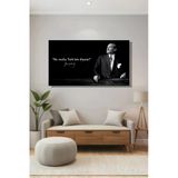 Gazi Mustafa Kemal Atatürk'ün Siyah-Beyaz Portresi Ve Bir Özlü Sözü Yatay Kanvas Tablo 4172