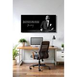 Gazi Mustafa Kemal Atatürk'ün Siyah-Beyaz Portresi Ve Bir Özlü Sözü Yatay Kanvas Tablo 4177