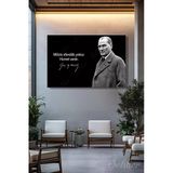 Gazi Mustafa Kemal Atatürk'ün Siyah-Beyaz Portresi Ve Bir Özlü Sözü Yatay Kanvas Tablo 4179