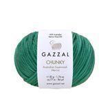 Gazzal Chunky %100 Merino Yün Kalın Örgü İpi 50 gr 77 m Kazak Hırka Bere Atkı İpi Yeşil 250+ 350-399 mm 1