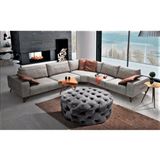 Gazzini Furniture Açık Gri Kare Chester Model Kapitoneli Orta Puf - 80 x 80