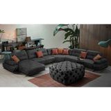 Gazzini Furniture Antrasit Kare Chester Model Kapitoneli Orta Puf - 73 x 73