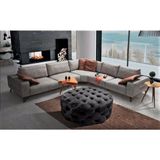 Gazzini Furniture Antrasit Yuvarlak Chester Model Kapitoneli Orta Puf - 80 x 80