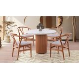 Gazzini Furniture Arya Yuvarlak Ahşap Bohem Masa 90X90 - Beyaz - Naturel - 90 x 90 cm
