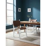 Gazzini Furniture Barton Deri Döşemeli Ahşap Sandalye - Beyaz