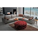 Gazzini Furniture Bordo Yuvarlak Chester Model Kapitoneli Orta Puf - 80 x 80 - Kırmızı