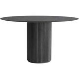 Gazzini Furniture Breeze Yuvarlak Ahşap Bohem Masa 120X120 - Siyah - 120 x 120