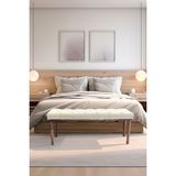 Gazzini Furniture Classic Torna Gürgen Ahşap Ayak Chester Model Kapitoneli Beyaz Bench - 45x120