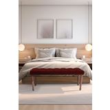 Gazzini Furniture Classic Torna Gürgen Ahşap Ayak Chester Model Kapitoneli Bordo Bench