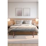 Gazzini Furniture Classic Torna Gürgen Ahşap Ayak Chester Model Kapitoneli Gri Puf Bench - 45x120