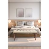 Gazzini Furniture Classic Torna Gürgen Ahşap Ayak Chester Model Kapitoneli Krem Bench