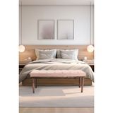 Gazzini Furniture Classic Torna Gürgen Ahşap Ayak Chester Model Kapitoneli Pembe Bench - 45x120