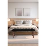Gazzini Furniture Classic Torna Gürgen Ahşap Ayak Chester Model Kapitoneli Siyah Bench