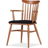 Gazzini Furniture Cotswold Ahşap Kolçaklı Sandalye - Açık Ceviz - Siyah