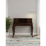 Gazzini Furniture Crown Fransız Still Raflı Ahşap Çalışma Masası 80X125 - 125x80 - Koyu Ceviz