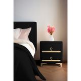 Gazzini Furniture Doppia Linea Gold İki Çekmeceli Siyah Komodin Kumaş Kapaklı Yatak Odası 2 Çekmeceli Komodin