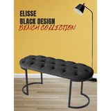 Gazzini Furniture Elisse Antrasit Bench Metal Ayaklı Kapitoneli Model Oval Puf - 40 x 100 cm