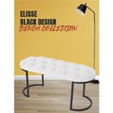 Gazzini Furniture Elisse Beyaz Bench Metal Ayaklı Kapitoneli Model Oval Puf