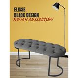 Gazzini Furniture Elisse Gri Bench Metal Ayaklı Kapitoneli Model Oval Puf - 40 x 100 cm