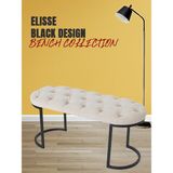 Gazzini Furniture Elisse Krem Bench Metal Ayaklı Kapitoneli Model Oval Puf - 40 x 100 cm