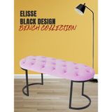Gazzini Furniture Elisse Pembe Bench Metal Ayaklı Kapitoneli Model Oval Puf - 40 x 100 cm