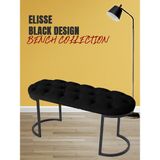 Gazzini Furniture Elisse Siyah Bench Metal Ayaklı Kapitoneli Model Oval Puf - 40 x 100 cm