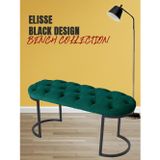 Gazzini Furniture Elisse Yeşil Bench Metal Ayaklı Kapitoneli Model Oval Puf