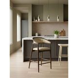 Gazzini Furniture Gazel Ahşap Bar Sandalyesi - Ceviz - Krem
