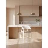 Gazzini Furniture Gazel Bambu Hasırlı Ahşap Bar Sandalyesi - Beyaz