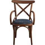 Gazzini Furniture Gazzini Thonet Kolçaklı Sandalye - Ceviz - Mavi