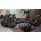 Gazzini Furniture Gri Kare Chester Model Kapitoneli Orta Puf 75x75 cm