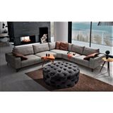 Gazzini Furniture Gri Yuvarlak Chester Model Kapitoneli Orta Puf - 80 x 80